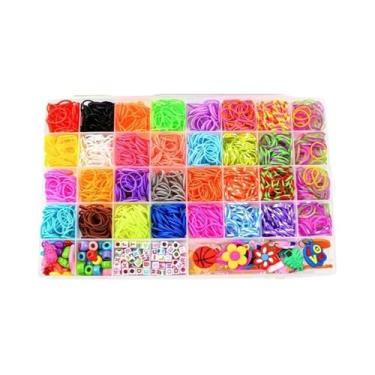 Imagem de Kit De 32 Cores Com 4300 Elásticos De Borracha Para Fazer Pulseiras Ún