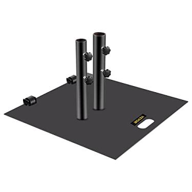 Imagem de U5GAAALPPQ9 Base de guarda-chuva de 3,8 cm - 5 cm Base de guarda-chuva redonda e quadrada resistente suporte de guarda-chuva redondo suporte de guarda-chuva ao ar livre preto/prata (Cor: 15 x 15 cm