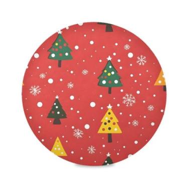 Imagem de STAYTOP Jogo americano redondo para árvore de Natal e estrelas, 6 peças, tapetes de mesa antiderrapantes fáceis de limpar para decoração de mesa de festa e churrasco