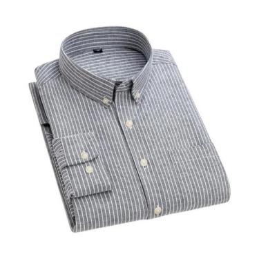 Imagem de Camisa Social Masculina Slim Fit De Algodão Oxford De Manga Longa, Não