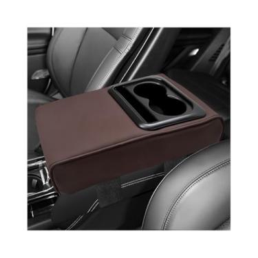 Imagem de ZNDAW Almofada de apoio de braço para console central de carro, capa de caixa de apoio de braço de couro impermeável de 35 cm × 8,7 cm com suporte para copo e telefone, protetor de almofada de
