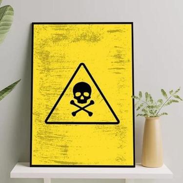Imagem de Quadro Placa Perigo Caveirinha 33X24Cm Preta