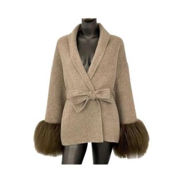 Imagem de Casaco Feminino De Lã Dupla Face De Alta Qualidade Com Punhos Removíve