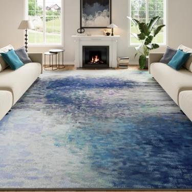 Imagem de Mejorug Tapetes de área abstratos modernos 20 x 25 cm para sala de estar, quarto, tapete antiderrapante grande, lavável, macio, resistente a manchas, para sala de jantar, dormitório universitário