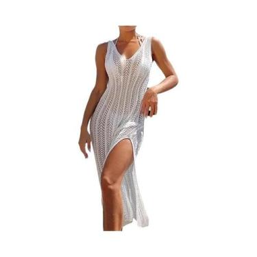 Imagem de Vestido Maxi Sem Mangas Para Mulheres, Verão 2024, Elegante, Tricotado