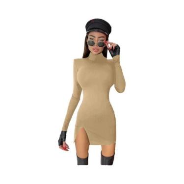 Imagem de Vestido Mini Preto Feminino Slim Fit De Manga Longa Para Primavera E O