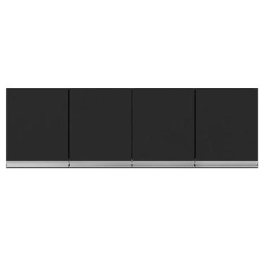 Imagem de Armário Aéreo Cozinha 4 Portas 160 Cm Preto Fosco