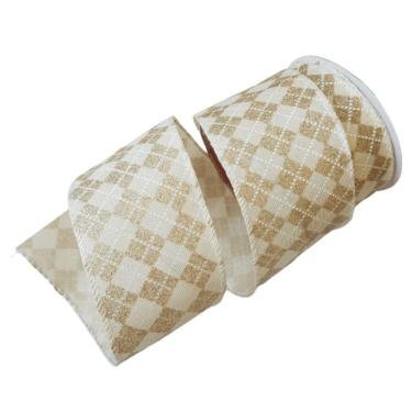 Imagem de Fita Decorativa Natal Poliéster Bege/dourada Comp 9.14m X Larg 6.50cm