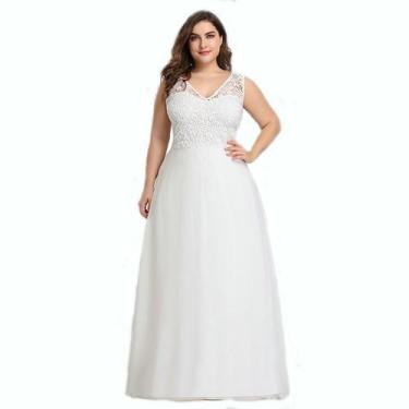 Imagem de Vestido Noiva Longo 60 Plus Size Festa Renda Casamento Civil - Bella F