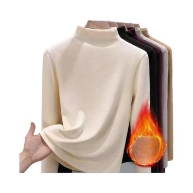Imagem de Camiseta Térmica Feminina De Manga Longa Grossa E Quente Para Outono/I