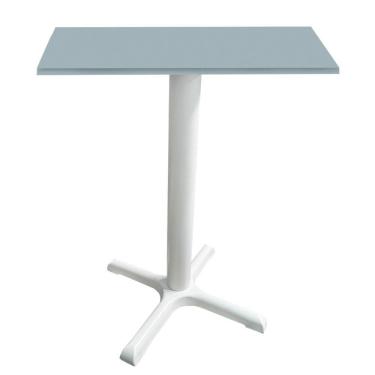 Imagem de Mesa ômega Ferro Branco 74 Cm (alt) Base Em X Tampo Mdp Quadrado Cinza 80 Cm (larg) X 2,50 Cm (alt)