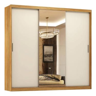 Imagem de Guarda Roupas Casal com Espelho 3 Portas de Correr 4 Gavetas 100% MDF Dalila Flex