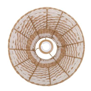 Imagem de Zerodis Abajur Decorativo de Palheta Tecido à Mão para Lâmpada de Mesa E27 E14 Abajur de Tecido à Mão Minimalista Luz Ambiente Quente Decoração Rústica Moderna de Fazenda (Tipo 1)