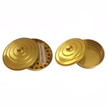 Imagem de Kit Santa Ceia Com 2 Bandejas Para Pães E Cálices Douradas