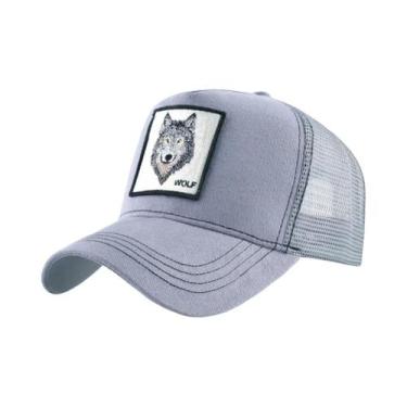 Imagem de Boné Trucker Snapback Unissex Ajustável Com Patch De Lobo Para Quatro 