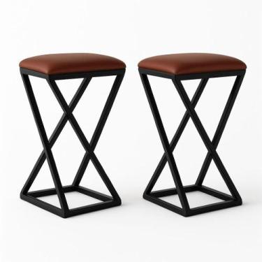 Imagem de Kit 2 Banco Banqueta Baixa Cozinha 50 Cm Bancada Bar material sintétic