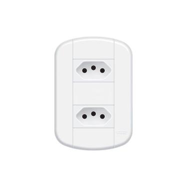 Imagem de Tomada Dupla Fame Blanc+ 2p+t 20a Com Placa 4x2 Branca