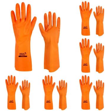 Imagem de Kit 12 Luva de Proteção Química Para Limpeza Nitrílica Sem Forro Volk