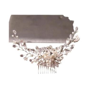Imagem de Pentes De Cabelo De Noiva Com Pérolas Prateadas E Strass, Acessórios D