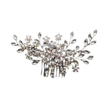 Imagem de Pentes De Cabelo De Noiva Com Pérolas Prateadas E Strass, Acessórios D