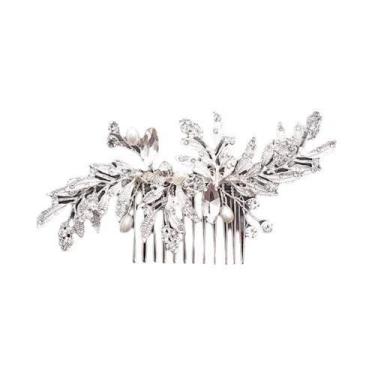 Imagem de Pentes De Cabelo De Noiva Com Pérolas Prateadas E Strass, Acessórios D