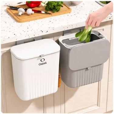 Imagem de Lixeira de Cozinha Suspensa 9 Litros Com Tampa e Alça De Pendurar ON-S