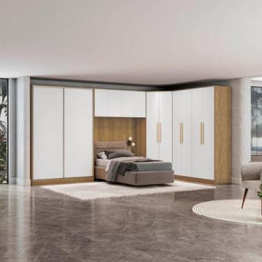 Imagem de Quarto Modular Kappesberg Adapt Nogueira/Branco 5 Peças 418cm x 263cm