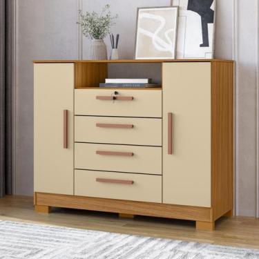 Imagem de Comoda 4 Gavetas 2 Portas com Chave e Nicho Funcional - Clique Chique 