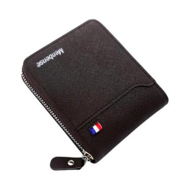 Imagem de Carteira Masculina Curta RFID Estilo Coreano Com Zíper, Porta-Cartões 