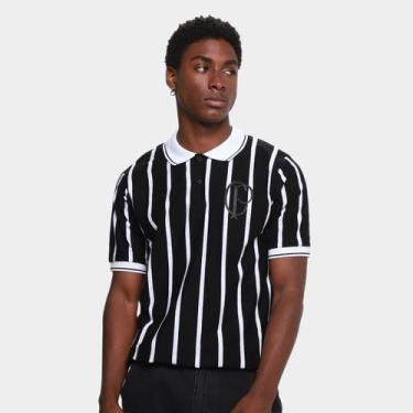 Imagem de Camisa Polo Corinthians CP Listrada Masculina - Coimbra, Preto, P