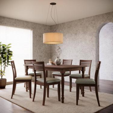 Imagem de Conjunto Mesa Rubi com 6 Cadeiras Café Madeira Pinus - Finestra