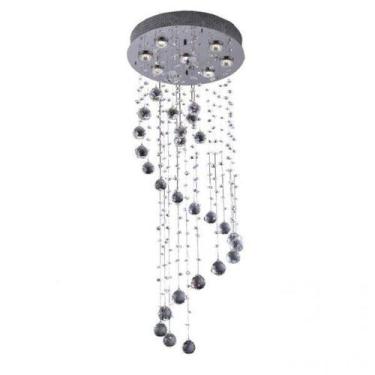 Imagem de Luminária Plafon Sobrepor de Cristais Redondo Spiral 7 Lâmpadas Bronze