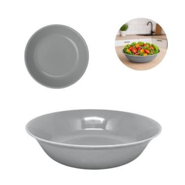 Imagem de Tigela Cumbuca Bowl Saladeira Funda Melamina 1L Cinza Cozinha - Sk
