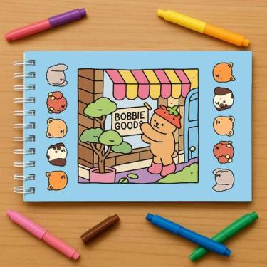 Imagem de Livro De Colorir Bobbie Goods Capa Dura AZULHolográfica Brilhante Com 