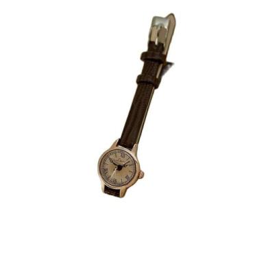 Imagem de Relógio Feminino Marrom Café Com Cinto, Mostrador Redondo Decorado Com