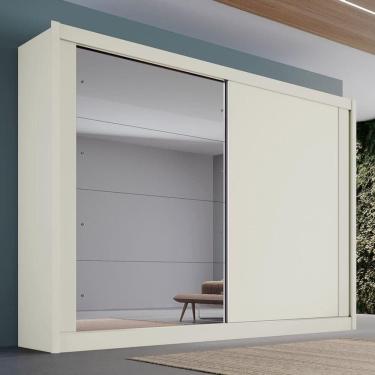 Imagem de Guarda Roupa Casal Com Espelho 2 Portas 4 Gavetas - Creta-off White - Móveis Europa