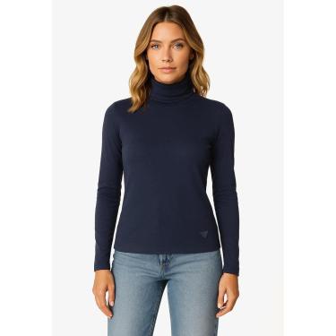 Imagem de Blusa de Malha Tricot Eco Gola Alta Azul Marinho-Feminino
