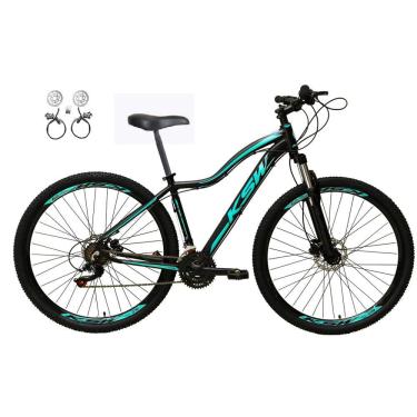 Imagem de Bicicleta Feminina Aro 29 Ksw Mwza 24v Freios Hidráulicos Garfo Suspensão Mtb - Preto/Azul
