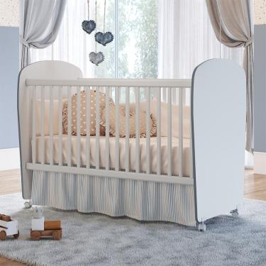 Imagem de Berço Feito Em Mdp 15mm Com Bordas Em Pvc Percasa Branco Com Azul