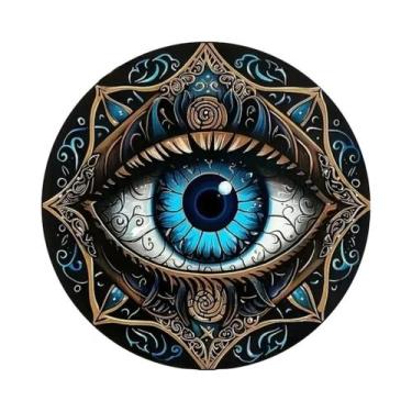 Imagem de Placa Decorativa Redonda De Metal Com Estampa De Olho Grego Boêmio Par
