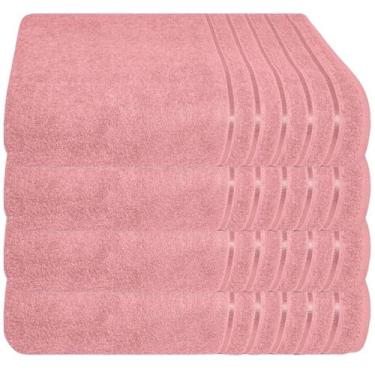 Imagem de Kit 4 Toalhas Banhão 100% Algodão 90x150 Cm Teka Comfort, Rosa