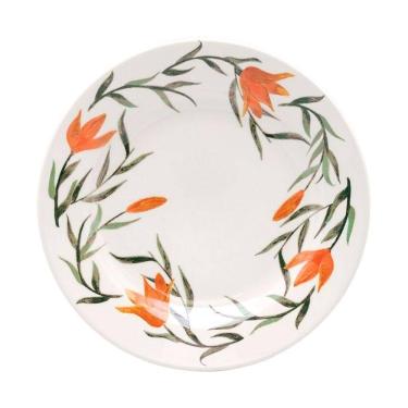 Imagem de Kit 2 Pratos De Sobremesa Biona Lírios Oxford® Cerâmica 18cm