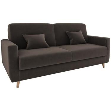 Imagem de Sofá Cama Emília 2 Lugares 190cm Suede Marrom Matrix, Marrom, 3