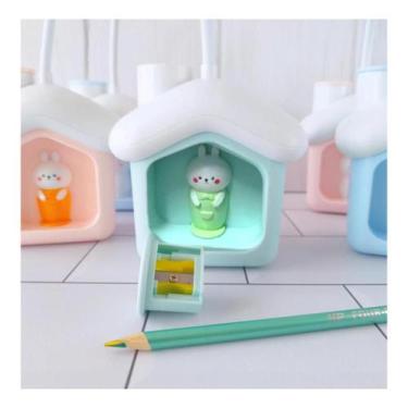 Imagem de Luminária de Mesa Casinha Coelho Infantil - Quarto Cor:Verde - Genéric