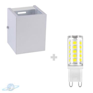 Imagem de Kit Arandela Branca Quadrada 2 Fachos + Lâmpada G9 BF 6000K - Unity Ho