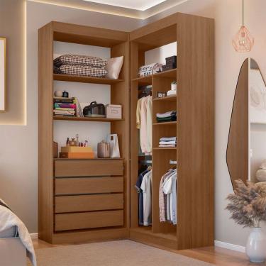 Imagem de Closet Casal Salvo 4 Gavetas 7 Prateleiras Freijó/Branco - Pnr Móveis