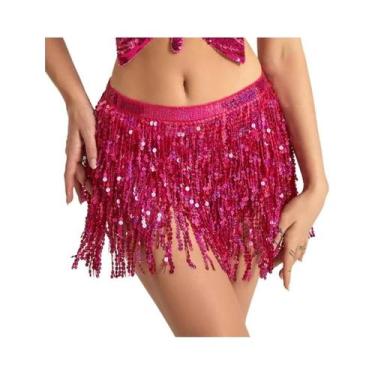 Imagem de Saia De Dança Do Ventre Com Lantejoulas, Cinto De Corrente Com Franjas