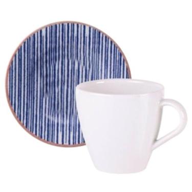 Imagem de Xícara e Pires 200ml Porcelana Tramontina Cappuccino Café Chá Abstratt
