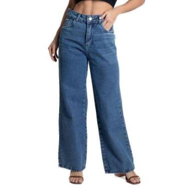Imagem de Calça Jeans Sawary Wide Leg Petit - 282028 - Azul médio 46-Feminino