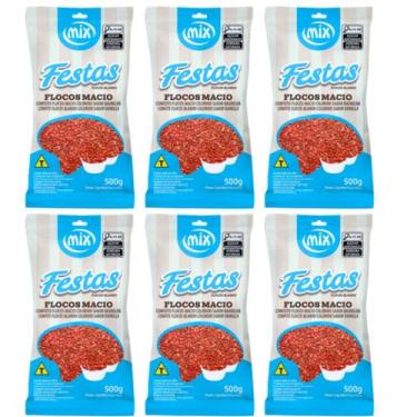Imagem de Confeito Granulado Floco Macio Kit 6 Pacotes Vermelho Gourmet - Mix